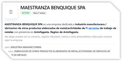 Empresa Benquique SPA servicio de trabajos en metales Antofagasta